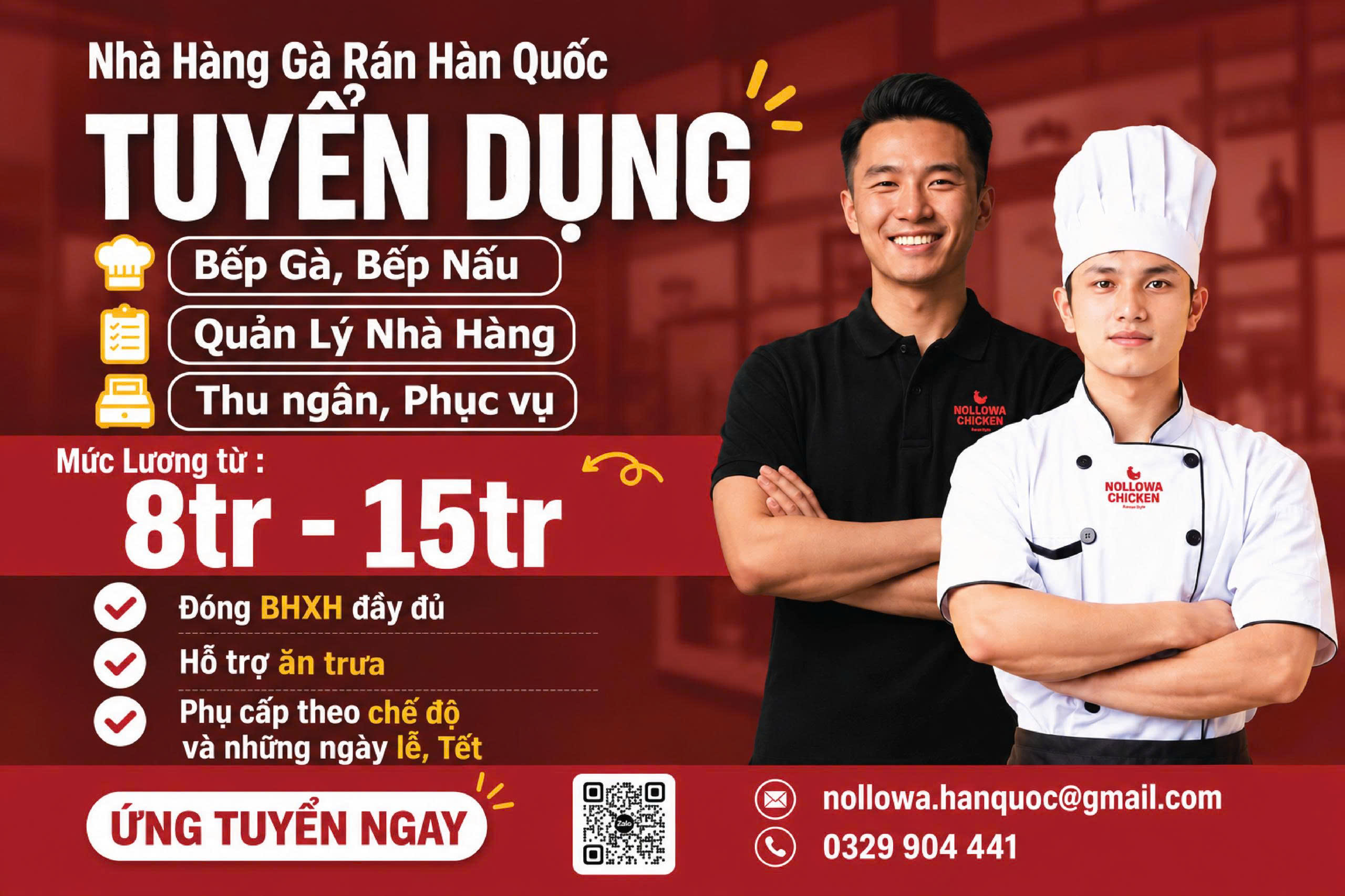 Tuyển Dụng Nollowa Chicken | Lương 27K-35K/H, Thưởng Tết T13