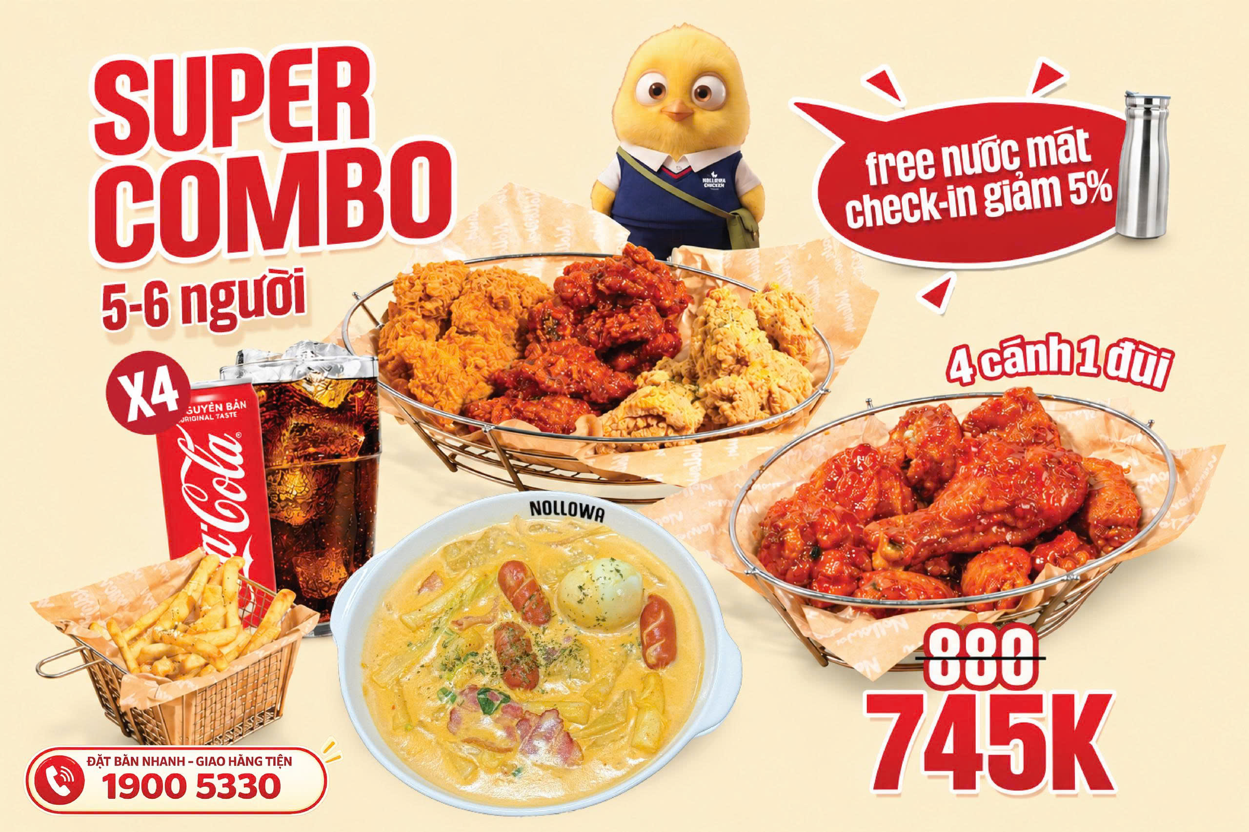 Super Combo Nollowa Chicken 5-6 Người! Ngon – Rẻ – Tiết Kiệm